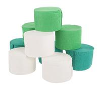 Mikikit 9 rouleaux Guirlande Papier Crépon Vert et Blanc de Décoration pour Fête Anniversaire Thème Jungle Rouleau Accessoire de