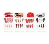 Mikikit 96pièces Faux Ongles de Noël pour Femmes et Filles Décoration de Manucure avec Motifs de Noël Facile à Appliquer Chez Soi