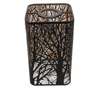 Mikikit Abat-jour Rectangulaire en Métal Creux Noir à Motif Forêt, Abat-jour Sculpté pour Lampe de Table, à Suspendre et Lampadaire, Accessoire Éclairage Domestique Décoratif, Teintes