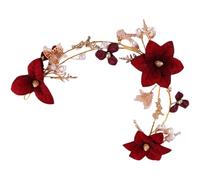 Mikikit Accessoire de Cheveux Mariage Rouge en Alliage Fleur Délicate, Serrage-tête Sécurisé et Travail Détaillé pour Coiffure de Mariée en Engagements