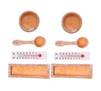 Mikikit Accessoires Sauna Miniature pour Maison de Poupée - Kit 4 Pièces en Résine Seau et Thermomètre-Hygromètre - Décoration Scène Été Spa - Ensemble 2 Kits pour Aménagement Miniatures