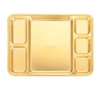 Mikikit Assiette Inox Compartimentée Sections Doré Plateau Divisé Multifonction Déjeuner Fruits et Snacks et Empilable Présentation Pratique pour Repas Variés