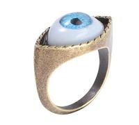 Mikikit Bague Accessoire Unique Vintage en Alliage Bleu Design Œil Exagéré Style Punk Délicat pour Décoration des Doigts pour Halloween et Fêtes