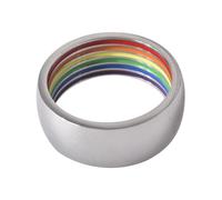 Mikikit Bague Arc-en-ciel en Acier Inoxydable 8 Mm, Anneau Gay Coloré 1 Pièce, Bijou Décoratif Unisexe pour Fête, Soirée et Usage Quotidien, Anneau Délicat et Hypoallergénique