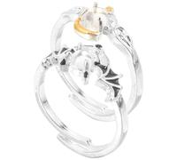 Mikikit Bague Assortie pour Couples Ange et Diable en Alliage Pierre de Lune, Design Unique et Luxueux, Présent pour Exprimer L'amour Sincère