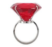 Mikikit Bague de Fiançailles Factice en Cristal Géant 60 MM Rouge Accessoire Décoratif pour Mariage et Anniversaire Alliance Décorative Humoristique pour Enterrement de Vie de Jeune