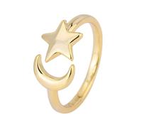 Mikikit Bague Lune et Étoile Ouverte Ajustable pour Femme Anneau Mode Unique Accessoire Élégant pour et Fêtes Simple et Doré