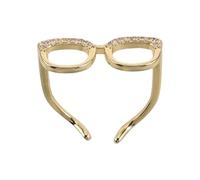 Mikikit Bague Lunettes Ajustable Vintage Pour Femmes, Anneau Ouvert En Alliage Léger, Style Créatif Et Mini Format, Bague De Mode Couple, Usage Quotidien Et Présent