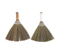 Mikikit Balai Tissé la Main en Paille Naturelle 2pcs pour Balayage Précis de Poussière Intérieur et Terrasse Couleur Café