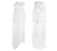 Mikikit Bandeau Accessoire Cheveux Fille Voile Fleuri Blanc en Mousseline Élégante pour Photographie et Voyage, Coiffure Couronne Nœud Délicat pour Jeunes Filles
