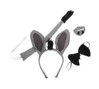 Mikikit Bandeau De Costume D'âne 4 Pièces Serrage-tête Oreilles De Âne Queue Décorative Nez Accessoire Fête Déguisement Garçon Et Filles Unisexe Anniversaire Halloween