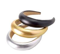 Mikikit Bandeau Éponge Uni Serre-tête Coiffe Simple Pour Femme Et Fille Noir Étroit