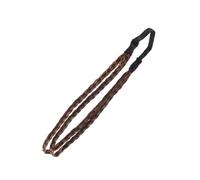 Mikikit Bandeau Tresse Cheveux Élastique Double Couche Postiche Synthétique Châtain Accessoire Coiffure Femme pour Fêtes et Mariage