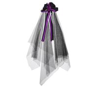 Mikikit Bandeau Voile Floral Halloween Femme Voile Tulle Noir avec Fleurs Accessoire Cosplay Jour des Morts Couronne Mexicaine pour Fête Déguisée