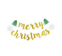 Mikikit Bannière de Noël à Paillettes Or Rose Guirlande Festive en Papier Décorations de Fête pour Salon Chambre et Sapin - Bannière Joyeux Noël Scintillante pour Ambiance Hivernale