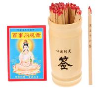 Mikikit Bâtonnets de Divination Bouddhistes en Bambou avec Seau 100 Pièces Jeu Traditionnel Chinois pour Temple et Réunions Familiales Accessoires de Fortune Zen et Tirage au Sort