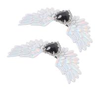Mikikit Bijoux pour Chaussures Gothiques en Alliage Argenté avec Pierres Brillantes, Clips Ailes Élégantes pour Chaussures à Talons, Accessoire Unique et Brillant pour Mariées