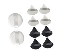 Mikikit Bloc-notes de Maquillage Coton 10pcs, Houppettes Triangulaires et Rondes Confortables pour Appliquer Poudre, Accessoire Maquillage pour Femmes