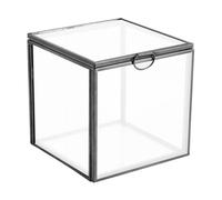 Mikikit Boîte à Bijoux Rétro Forme Géométrique Carrée Pratique pour Ranger Petits Bijoux en Verre et Métal pour Anniversaires et Propositions de Mariage