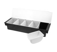 Mikikit Boîte à Condiments En Plastique à 5 Compartiments Récipient à Fruits Pour Bar Service Réfrigéré Avec Couvercle Cuisine Et Accessoires De Restauration Organisés