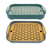 Mikikit Boîte à Litière Rectangulaire pour Lapins et Cochons d'Inde 2 Pièces en Plastique Antidérapant Fond Plat et Barrière Haute pour Usage Intérieur