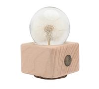 Mikikit Boîte à Musique Petite Taille Boule de Cristal et Ornement de Fleur de Pissenlit Préservée Base en Bois Décoration Musicale Élégante pour Chambre et Présent Anniversaire Femme