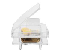 Mikikit Boîte à Musique Piano en Verre Transparent Modèle Miniature Élégant Décoration de Bureau Romantique Mélodie Classique Présent pour Anniversaires et Fêtes Figurine Musicale