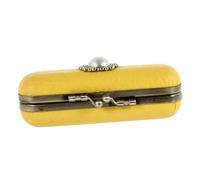 Mikikit Boîte à Rouge à Lèvres Rétro Format Compact Miroir pour Femme Voyage et Rangement Cosmétique Couleur Jaune Moutarde Texture Litchi