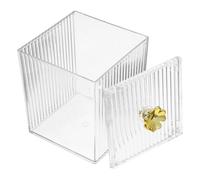 Mikikit Boîte de Rangement Cosmétique Transparente Couvercle Organisateur de Vanité Compact en Acrylique Distributeur de Cotons-Tiges et Tampons Design Léger et Solide pour Salle de
