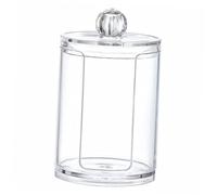 Mikikit Boîte de Rangement Plastique Transparente Ronde pour Coton et Gobelets Étanche avec Rainure Organisateur pour Salle de Bain et Maquillage Support Ordonné pour Cotons et