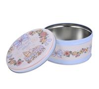 Mikikit Boîte en Fer Blanc Ronde pour Biscuits et Bonbons Coffret de Noël Petite Taille Décor Imprimé Gâteau et Lapin Festif pour Emballage Gourmand et Rangement des Friandises