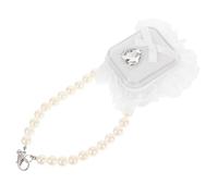 Mikikit Boîte Porte-alliances Porte-Bague Chien Titulaire de l'anneau Porteur Cas d'anneau de Mariage Porte-Bague pour Collier de Chien Porte-bagues Polyester Blanche