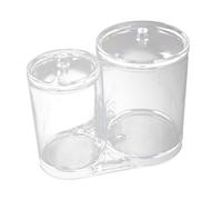 Mikikit Boîte Rangement Coton Tige Acrylique Transparente Multifonction Compartiments pour Cotons Démaquillants et Accessoires Maquillage, Usage Salle de Bain