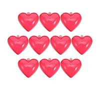 Mikikit Boîtes de Rangement en Plastique Rouge Translucide de Cœur, Lot de 10 Pièces, Dimensions 100 X 98 X 56 Mm, Boîte à Bonbons et Coffret Présent pour Saint-valentin, Décorations