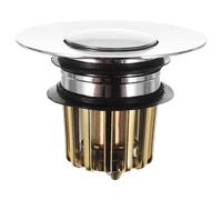 Mikikit Bouchon de Vidange à Poussoir en Acier Inoxydable Crépine Flexible Bouchon D’Évier de Lavabo Argenté Petit Format Anti-Fuite et Filtration Cheveux Usage Salle de Bain Cuisine