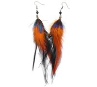 Mikikit Boucles D’oreilles Plumage Bohèmes Naturelles Pendantes Style Western pour Femmes, Perles de Cristal Noires, Légères et Originales, Accessoires Ethniques pour Usage Quotidien