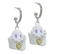 Mikikit Boucles D’oreilles Puces Fantômes Blanches pour Femmes Boucles D’oreilles Gothiques D’halloween en Argenté Paire de Légères et Confortables Bijoux pour Soirée Cosplay et Fête