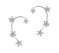 Mikikit Boucles D'oreilles Clip en Alliage Argenté Fleur avec Brillants, Éclat Brillant, Non Déformables, Vie Quotidienne Festivals