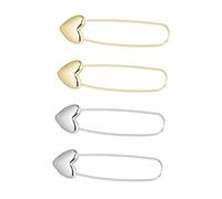 Mikikit Boucles D'oreilles Épingle à Nourrice Cœur Métal, Boucles D'oreilles Stylées Doré et Argenté, Bijou Femme Vintage, Ensemble 2 Paires, Accessoires Mode Quotidiens, Design Minimaliste et Léger