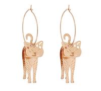 Mikikit Boucles D'oreilles Pendantes Forme Chat Doré pour Femme et Fille en Alliage Bijoux Élégants et Contemporains pour Tenue Quotidienne ou Banquet