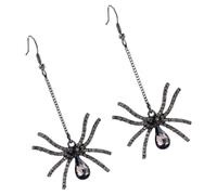 Mikikit Boucles Oreilles Pendantes Femmes Halloween Araignée Vintage Longues Style Rétro Mode Fantaisie pour Fêtes et Usage