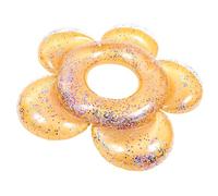 Mikikit Bouée de Natation Gonflable en PVC Forme Fleur Paillettes Dorées, Accessoire de Piscine Gonflable Amusant pour Plage Extérieure