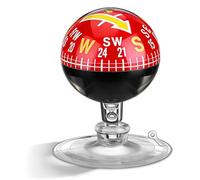 Mikikit Boussole Automobile Portable 38mm en Abs avec Ventouse Rouge | Voiture et Bateau, Usage Intérieur ou Extérieur, Haute Précision, Design Portable, Fixation Fiable