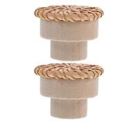 Mikikit Boutons de Commode en Rotin Bohème en Lot de 2, Poignées Rondes en Bois Tressé, Design Champignon, Légères, pour Meubles de Chambre et Tiroirs