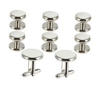 Mikikit Boutons De Manchette Ronds Français Élégants en Alliage Finition Goutte D’Huile, Ensemble 8 Pièces pour Homme, Accessoires De Chemise Classiques Et Solide, Usage Quotidien Et Professionnel