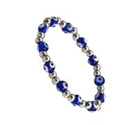 Mikikit Bracelet en Perles de Cristal de Verre le Mauvais Œil Bracelet Extensible pour Hommes Femmes Garçons et Filles Accessoire de Mode pour Poignet
