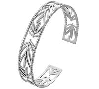 Mikikit Bracelet Jonc Creux à Feuilles Creuses En Acier Inoxydable, Manchette Réglable Pour Femme, Bijou Poignet Mode, Accessoire Élégant Usage Quotidien
