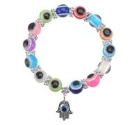 Mikikit Bracelet Main de Hamsa Perles Bleu Vintage Bracelet Créatif Œil Protecteur pour Femme Accessoire de Mode Chance et Protection