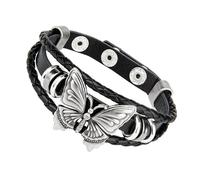 Mikikit Bracelet Manchette Gothique Punk en Cuir Tressé Noir Unisexe Style Rock pour Soirées Décontractées et Présents Adolescents Taille Unique