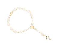 Mikikit Bracelet Perles Religieux Croix Dorée Bracelet Élastique pour Célébrations Événements et Prières Chrétiennes